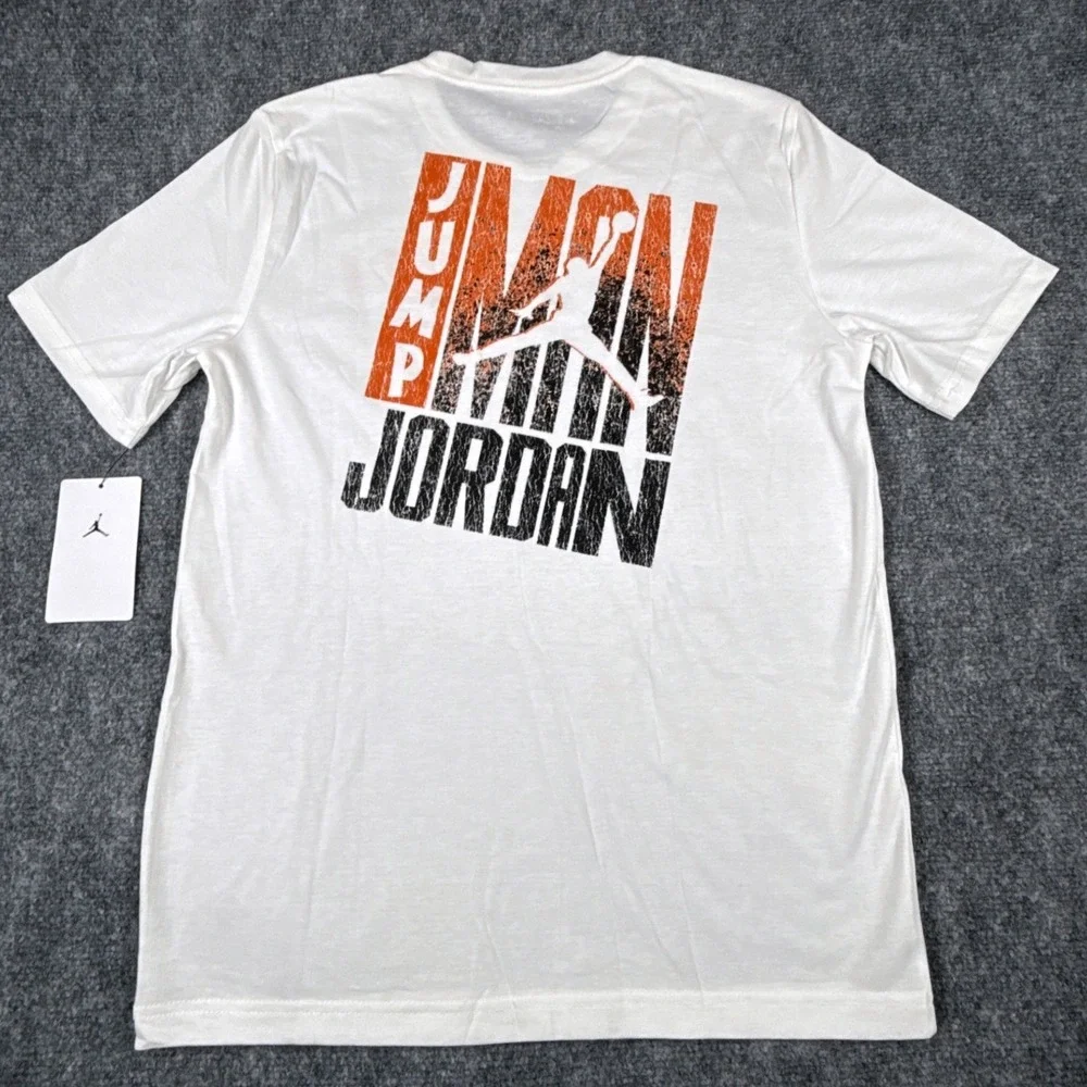 Jordan Boys Size Large 12-13 Years White 1984 Jumpman Graphic T-Shirt NWT